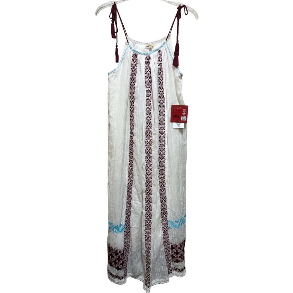 REBA Mesmerized in Morocco Crinkle‎ Gauze Embroidered Maxi Dress NWT Size M